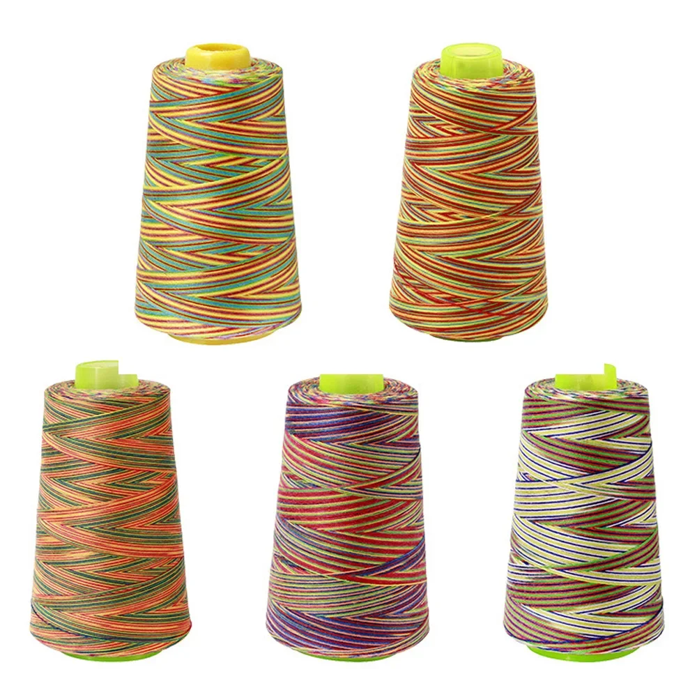 1Pcs 3000 Yards Colorful Rainbow Line 20S/3 High Speed Polyester Sewing Thread Type Manual Thread Clothing Accessories