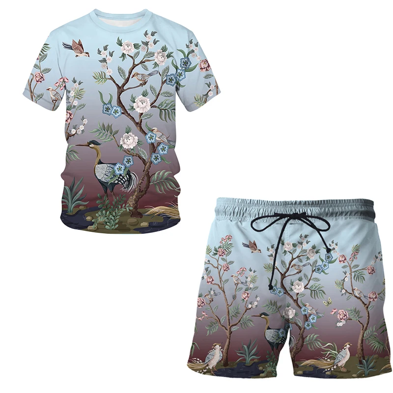 

Повседневный мужской комплект футболок с 3D принтом, модная весенняя молодежная одежда, удобная дышащая повседневная одежда