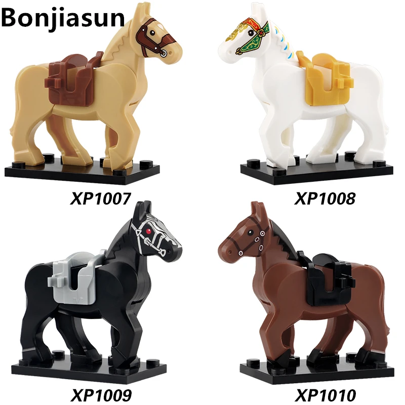 Ancient military Iron Soldier MOC Cavalry War Horse Animals Mounts Heavy armor Assemble Building Blocks bricks Educational Toys