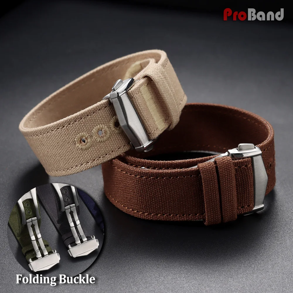 Canvas Nylon Watch Strap 20/22mm for Omega for MoonSwatch for Seiko Bracelet Men Women Sport Sailcloth Folding Buckle Watch Band