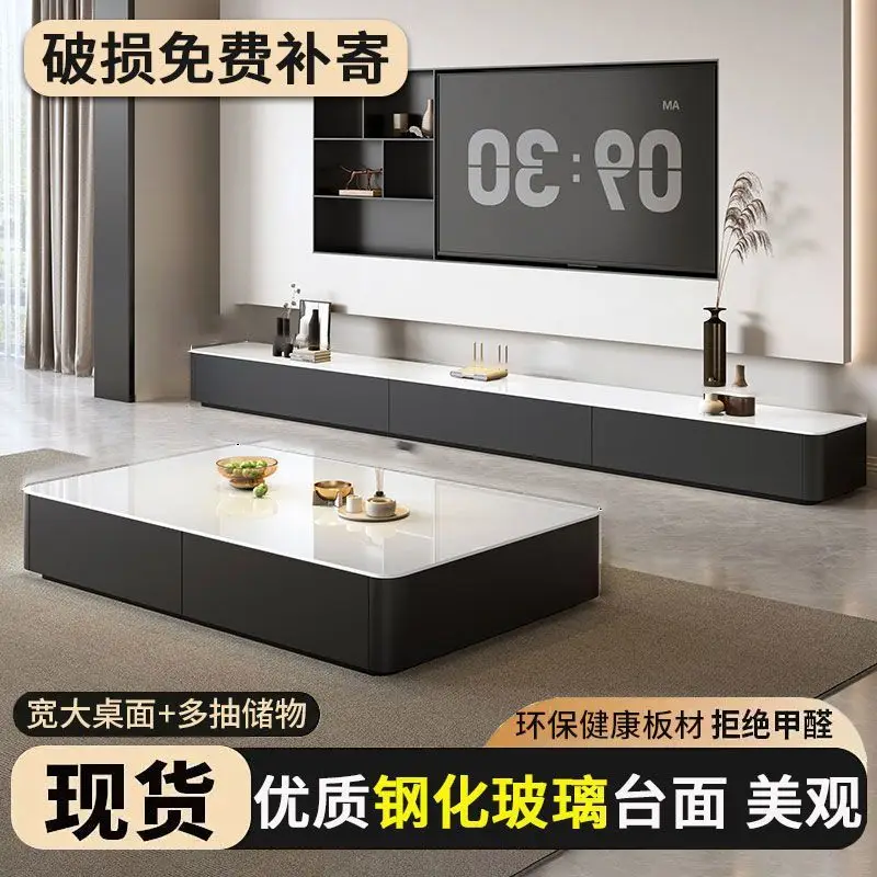 

Floor TV cabinet, living room home new small apartment light luxury high-end coffee table TV cabinet combination