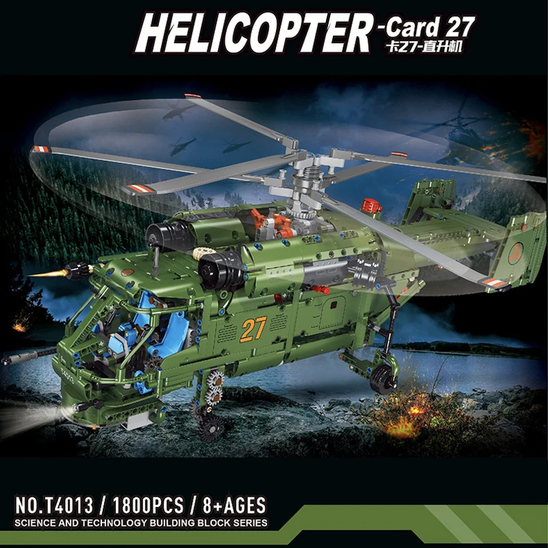 IN STOCK Military Remote Control Helicopter Helix Building Blocks Model MOC Airplane Bricks Toys for Children Birthday Gift Set