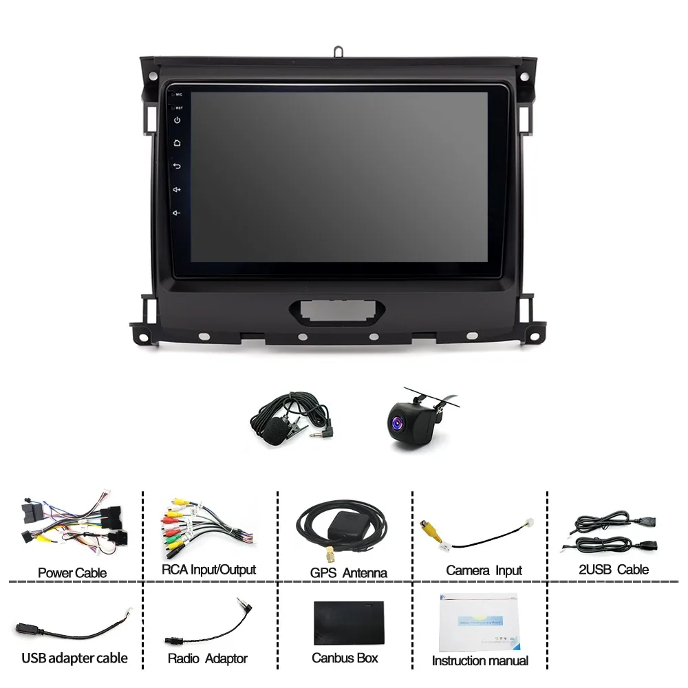 car navigation 9-inch For 2016-2019 Ford Ranger Android 15 fit for CarPlay + Android Auto / 2 + 64G + AHD camera + microphone