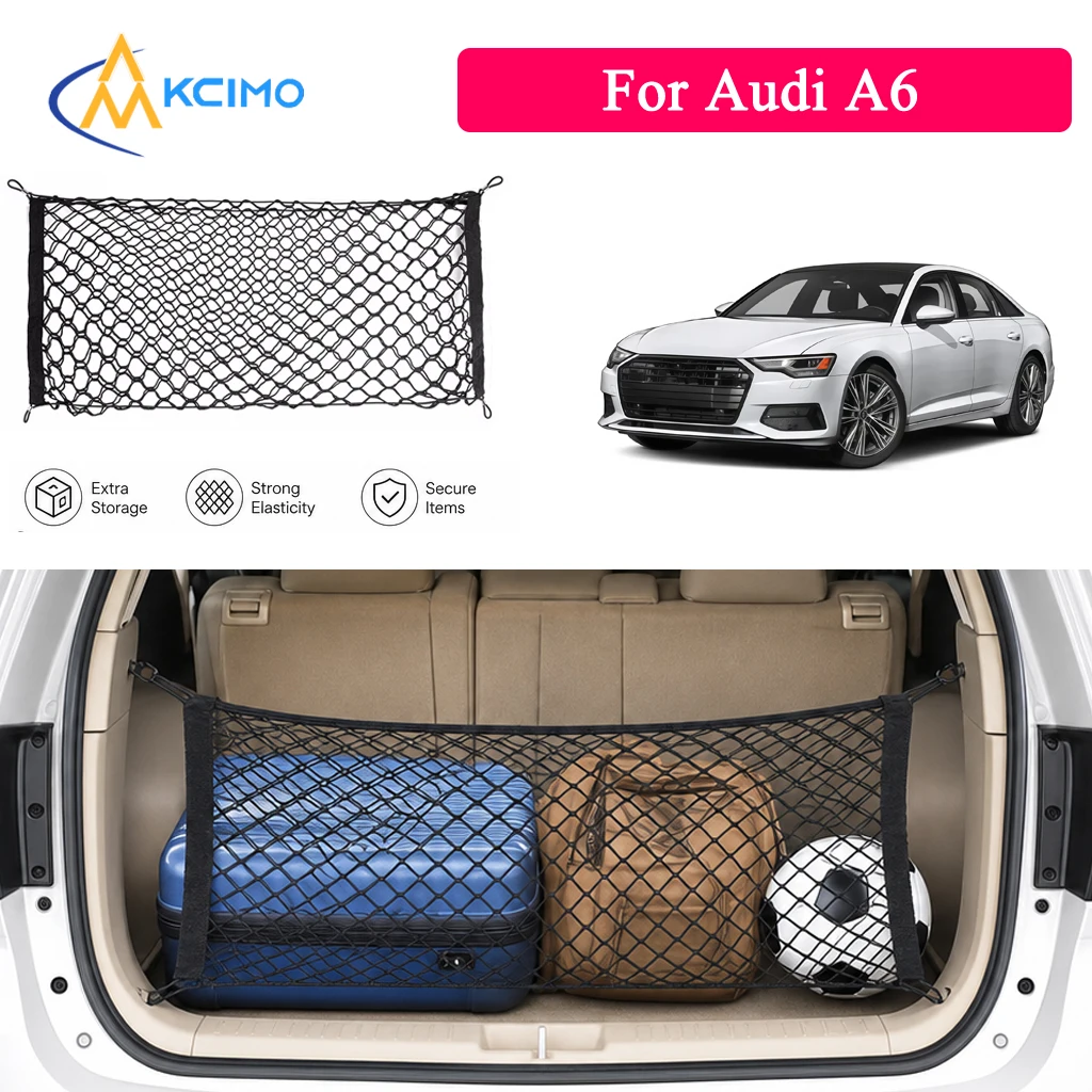 Car Trunk Cargo Securing Net For Audi A6 Elastic Stretch Mesh Pocket Bag Boot Luggage Compartment Storage