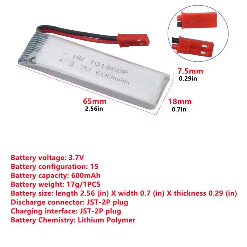 6PCS 3.7V 600mAh Lithium Battery With 6-in-1 Charger For UDI U817 U818A WLtoys V959 V222 V929 V939 SYMA S032G RC Drone