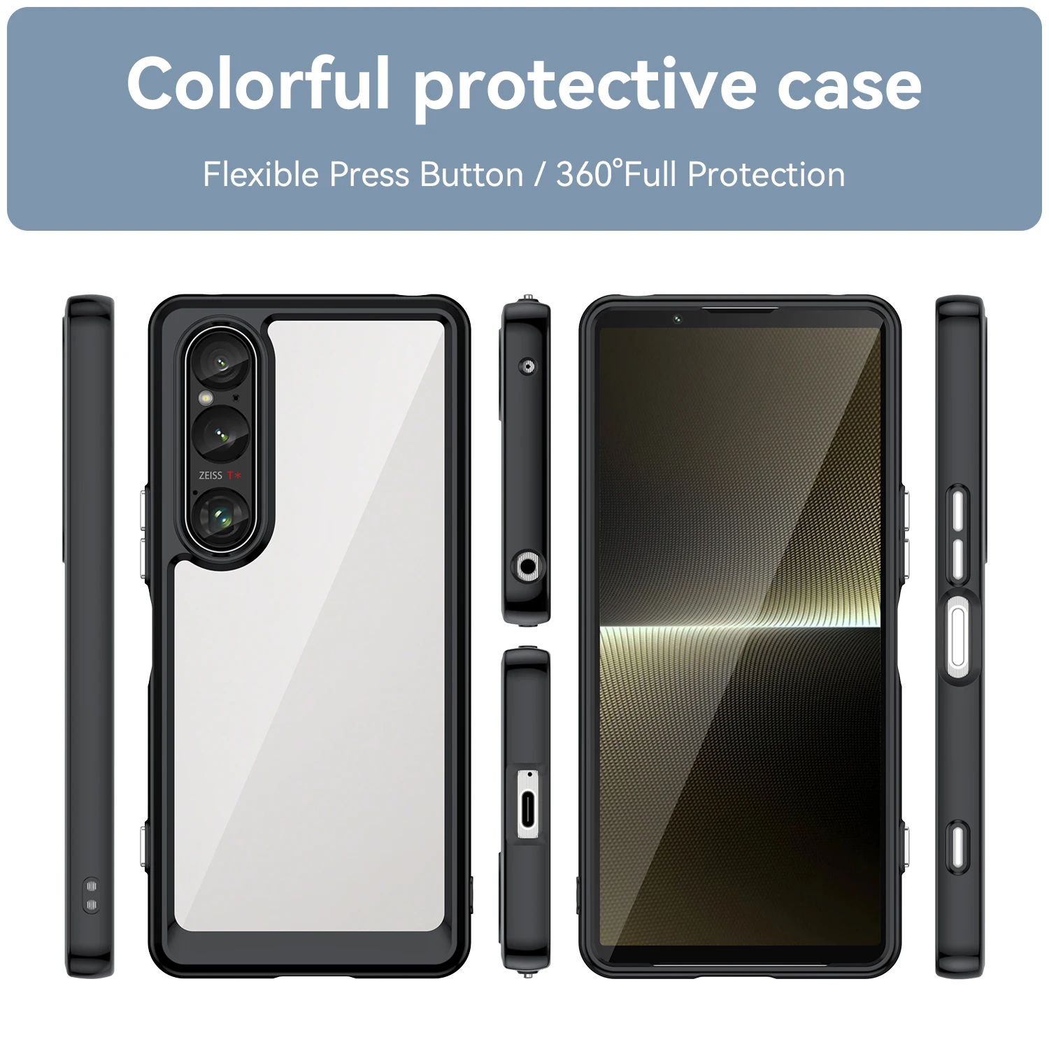 Rugged Shield Shockproof Phone Case For Sony Xperia 1 VI 10VI 5 V TPU Bumper Transparent Acrylic Protective Back Cover Fundas