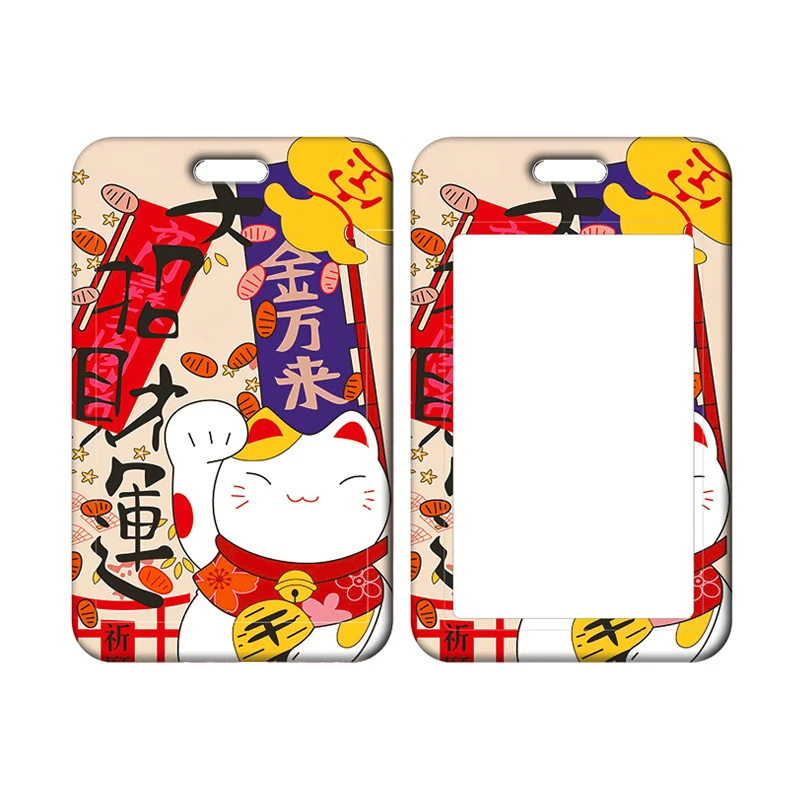 Lucky Cat Ausweishalter, Umhängeband, Plutus, Katzen-Bankkartenetui, Umhängeband, roter Kartenschutz, Abzeichen, Ausweishalter, Schlüsselanhänger – Detail 11