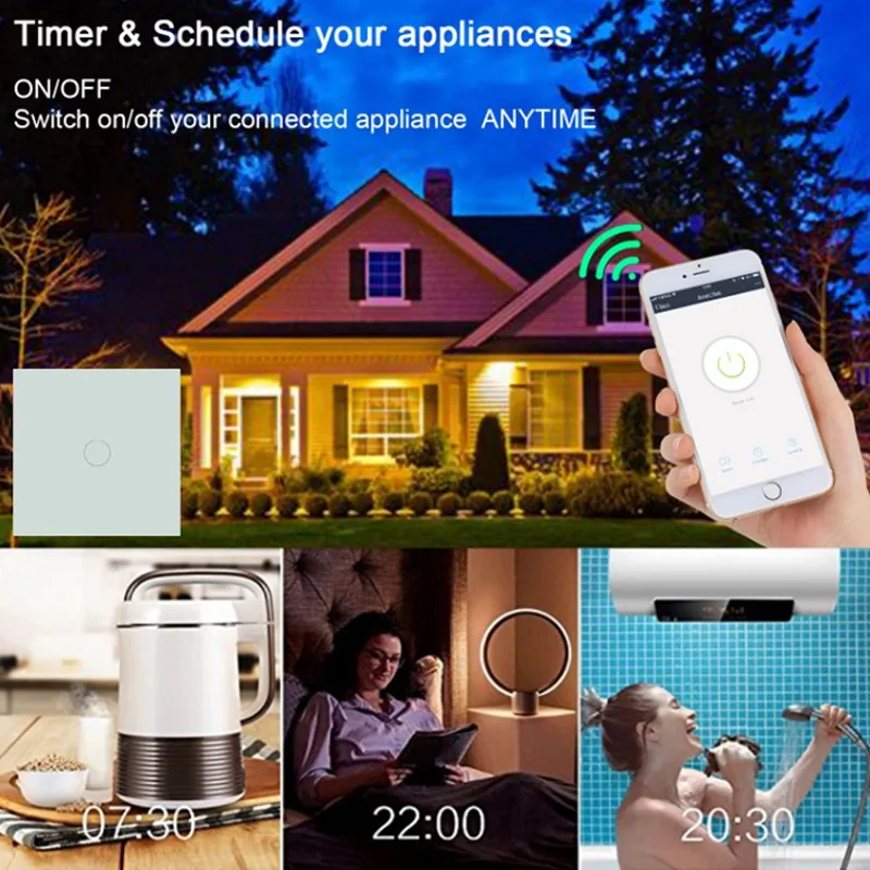 Tuya Smart EU Standard 3 Gang Switch Wireless Home Automation Wifi Light Voice Control Wall Touch Switch Support Alexa Google