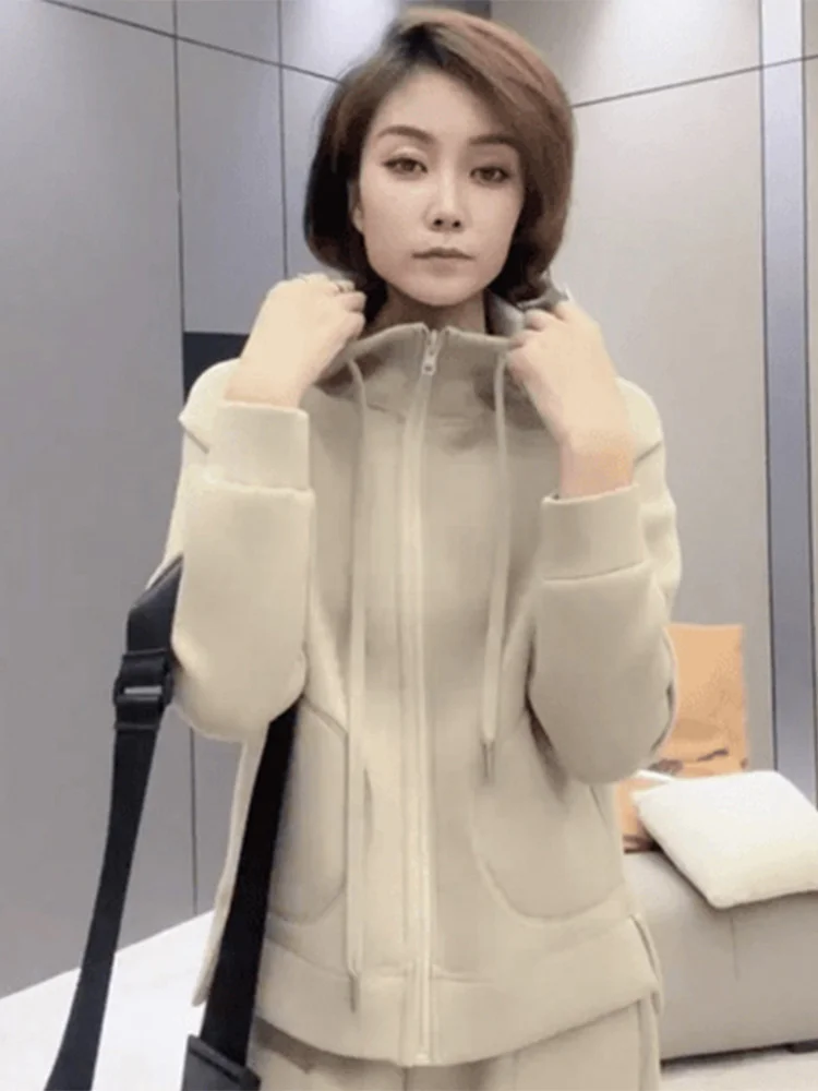 

Женская толстовка на молнии свободного кроя, утепленная, модная, осенне-зимняя, новинка, большие размеры, стройнящая, универсальная, бестселлер