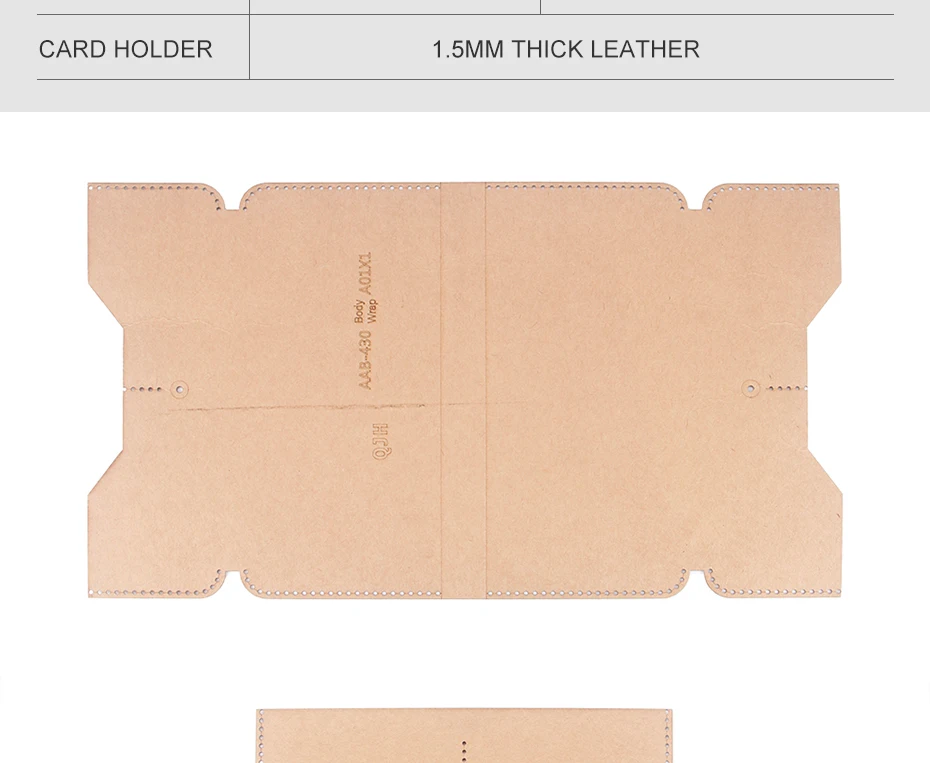 1 Satz handgefertigte Lederhandwerke – modische lange Geldbörse mit großem Fassungsvermögen, Handytasche, Kartentasche, DIY-Kraftpapier mit Lochvorlage – Detail 3