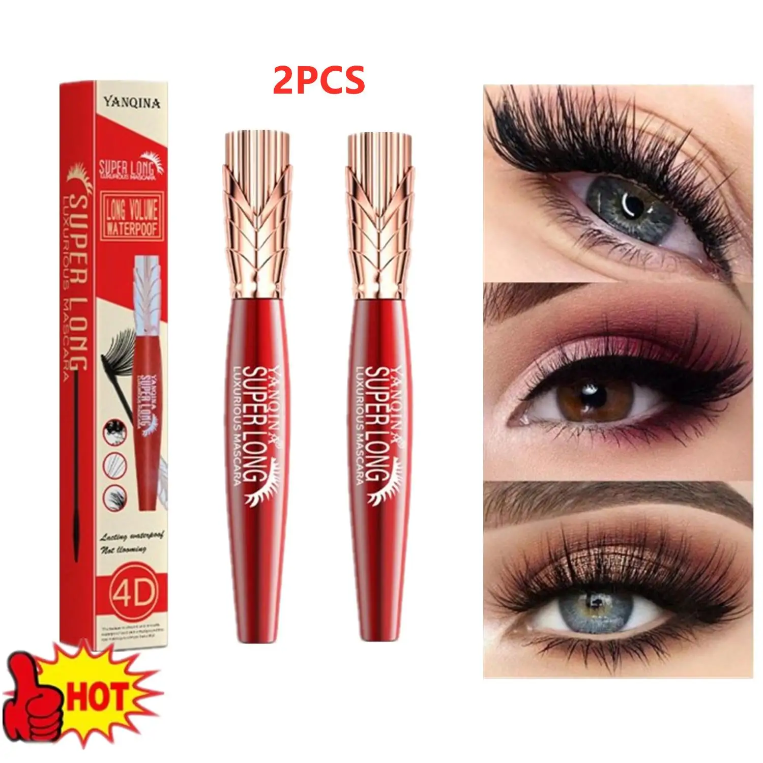 

2PCS 4d Mascara Lasting Natural 4D Curling Thick Long Eyelash Quick Dry Non-blooming MascaraCharm Professional Eye Makeup