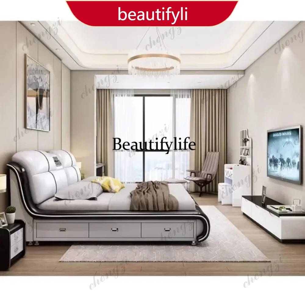 A45 Fancy Wooden Queen Bed Adults Drawer Double Children Queen Bed Full Size Luxury Cama De Lujo Para Dormitorio Set