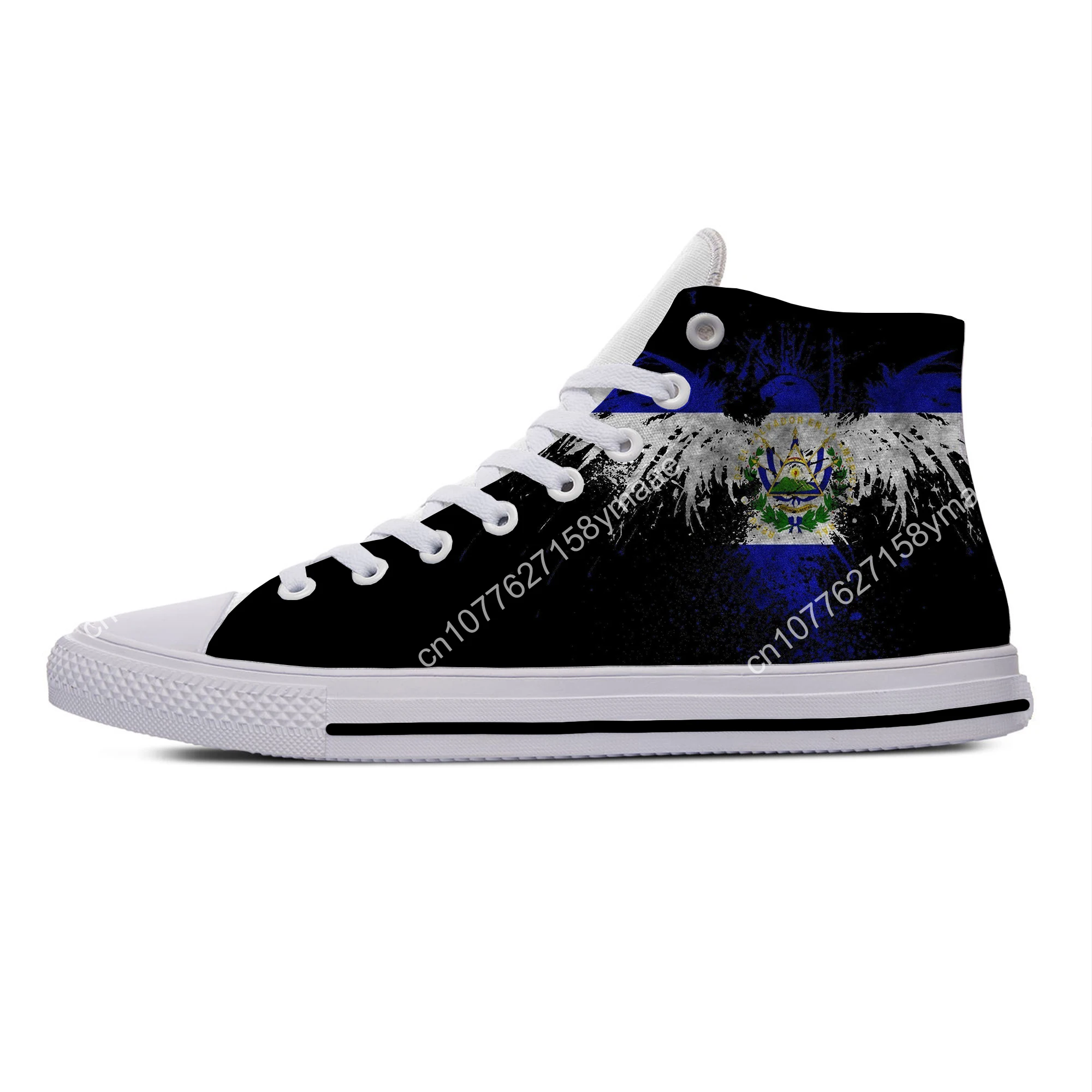 Hot Summer El Salvador Flag Popular Funny Novelty Casual Board Shoes High Top Lightweight Breathable Men Women Latest Sneakers