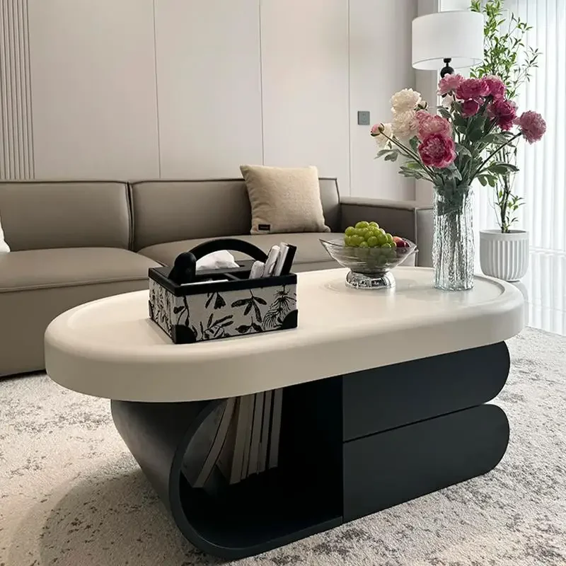 White Drawer Coffee Table Minimalist Luxury Nordic Design Coffee Table Black Unique Mesa De Centro Sala Furniture Living Room image 2