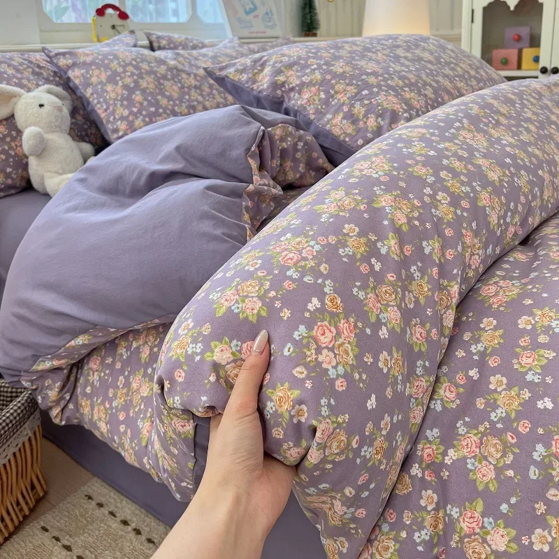 2025 new class A super soft washable four-piece cartoon quilt cover dormitory bed sheet three-piece bedding