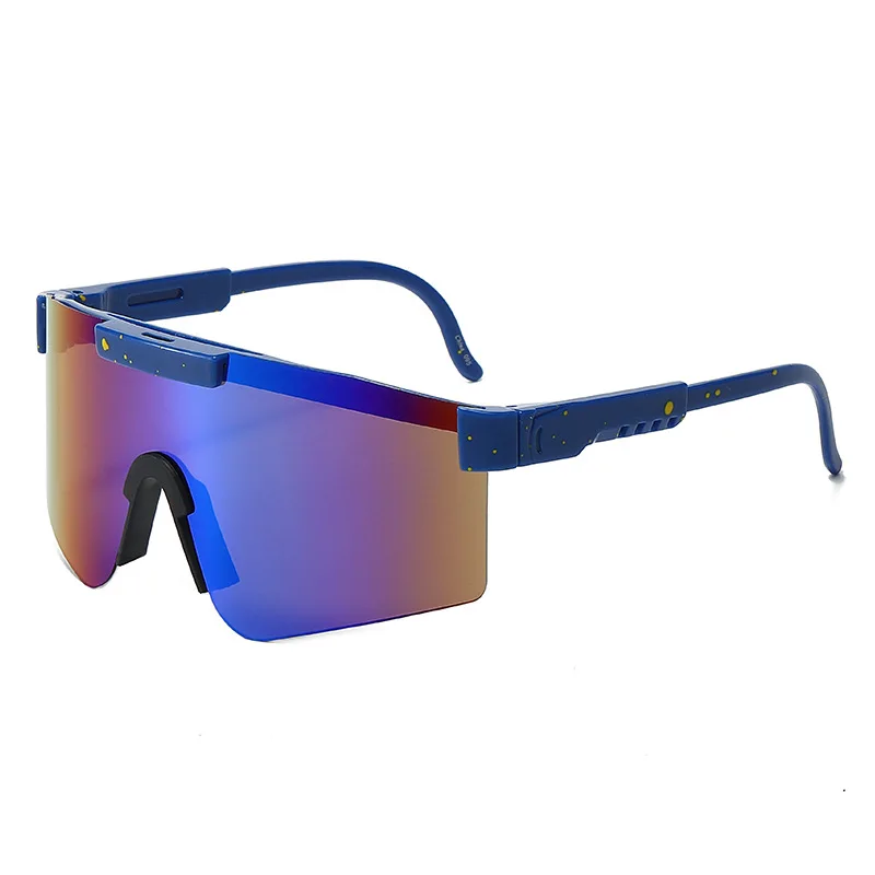 

New One Piece Windproof Sunglasses, European and American Large Frame Trendy Sports Outdoor Cycling Colorful Sunglasses
