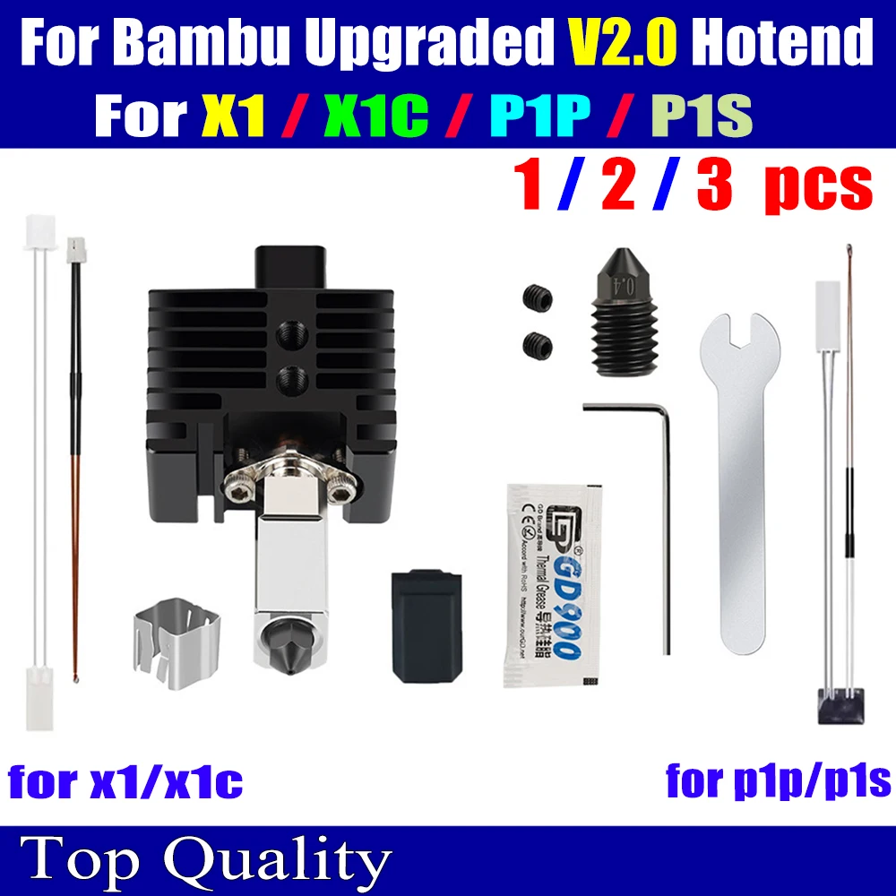 For Bambu Lab X1 Hotend Upgrade 2.0 Version nozzle bambulab Bi Metal Fit Bamboo Bambulabs P1P P1S X1 X1C hotend P1P Thermistor