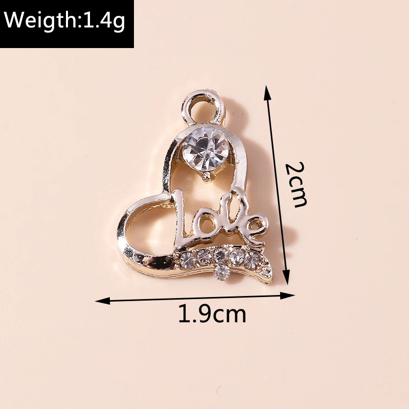 Leslie 10 Stück gold- und silberfarbene exquisite Kristall-Hohlherz-Anhänger für Halskette, Armband, Schmuckherstellung, handgefertigte Accessoires – Detail 11