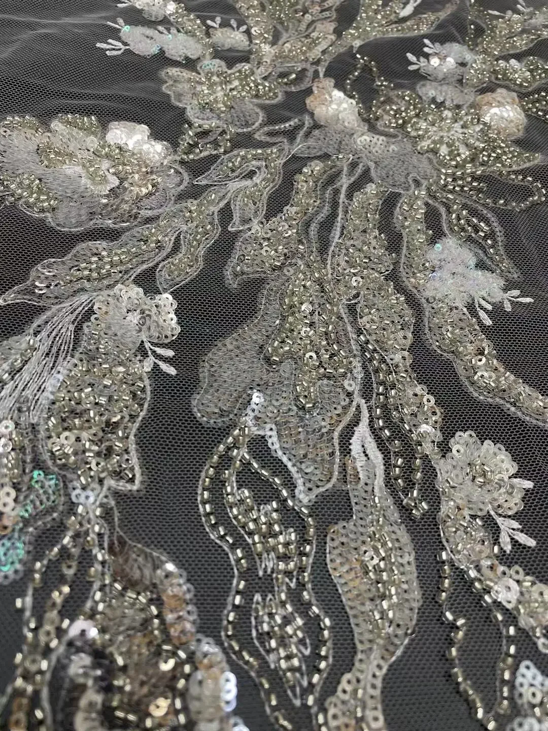 

French Sequins Lace Fabric 2021 Africa Lace High Quality Lace Fabric Embroidered Tulle Lace Fabric For Wedding