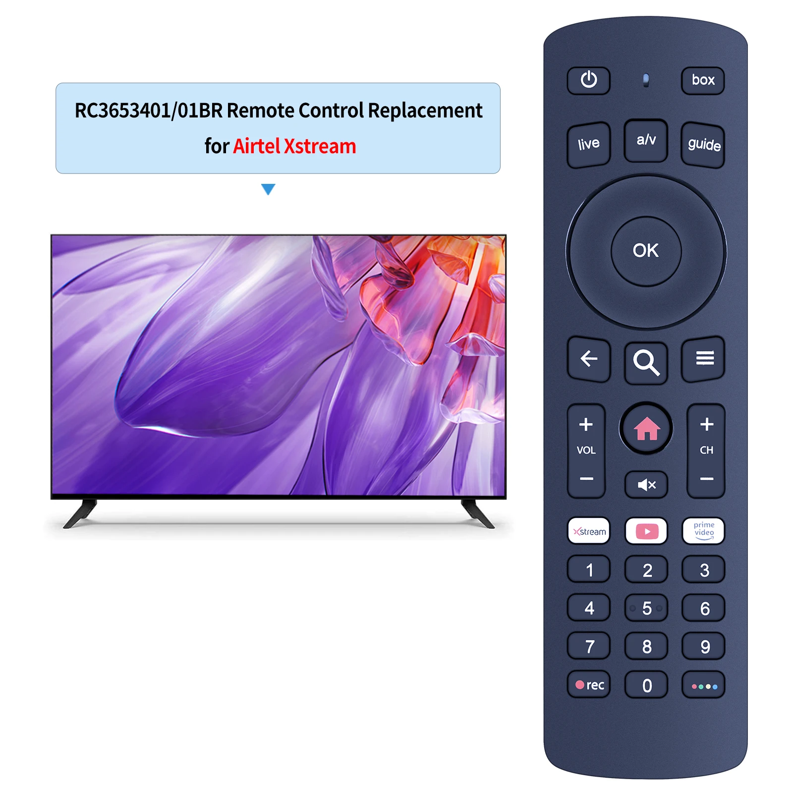การควบคุมระยะไกลสำหรับกล่องทีวี01BR RC3653401 xstream