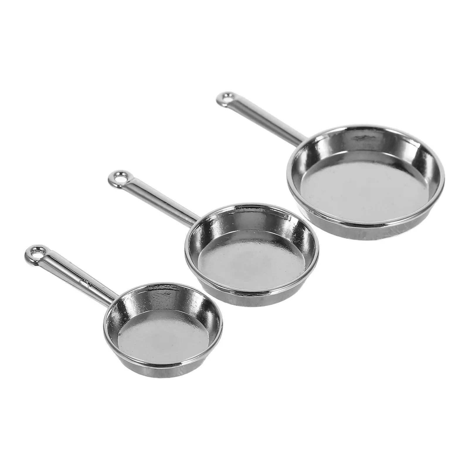 

3Pcs Realistic Miniature Kitchen Frying Pan Set Metal Alloy Miniature Cooking Utensils Pretend Play Dollhouse Accessories