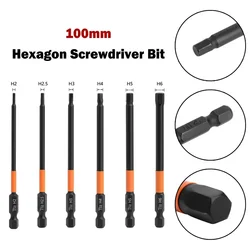 1pc Magnetic Hexagon Screwdriver Bit 100mm H 2.0 H2.5 H3.0 H4.0 H5.0 H6.0 1/4 Inch Hex Shank For Electric Screwdriver Hand Tool