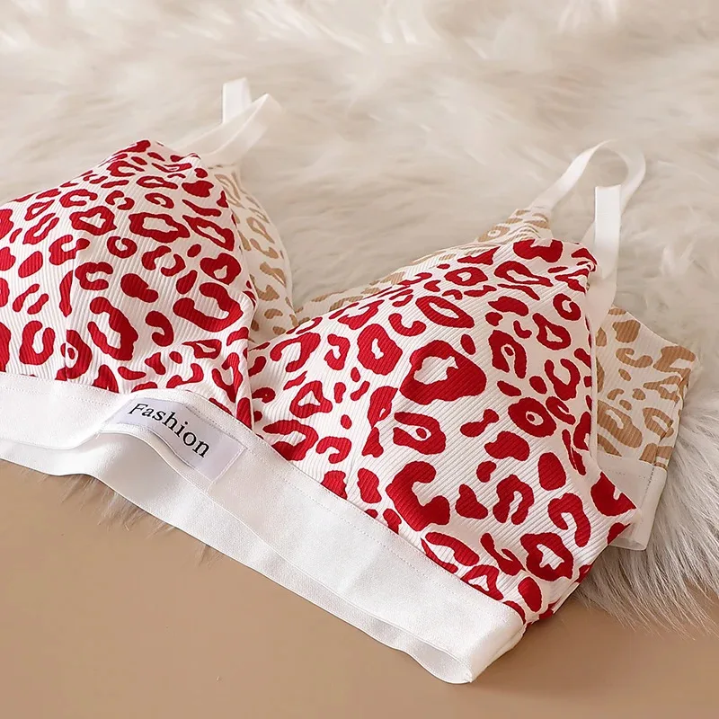 Zestaw bielizny damskiej: bezszwowy biustonosz w panterkę z paskiem w kształcie litery Y, majtki z niskim stanem, seksowna bielizna, sportowy biustonosz, komplet bielizny damskiej.