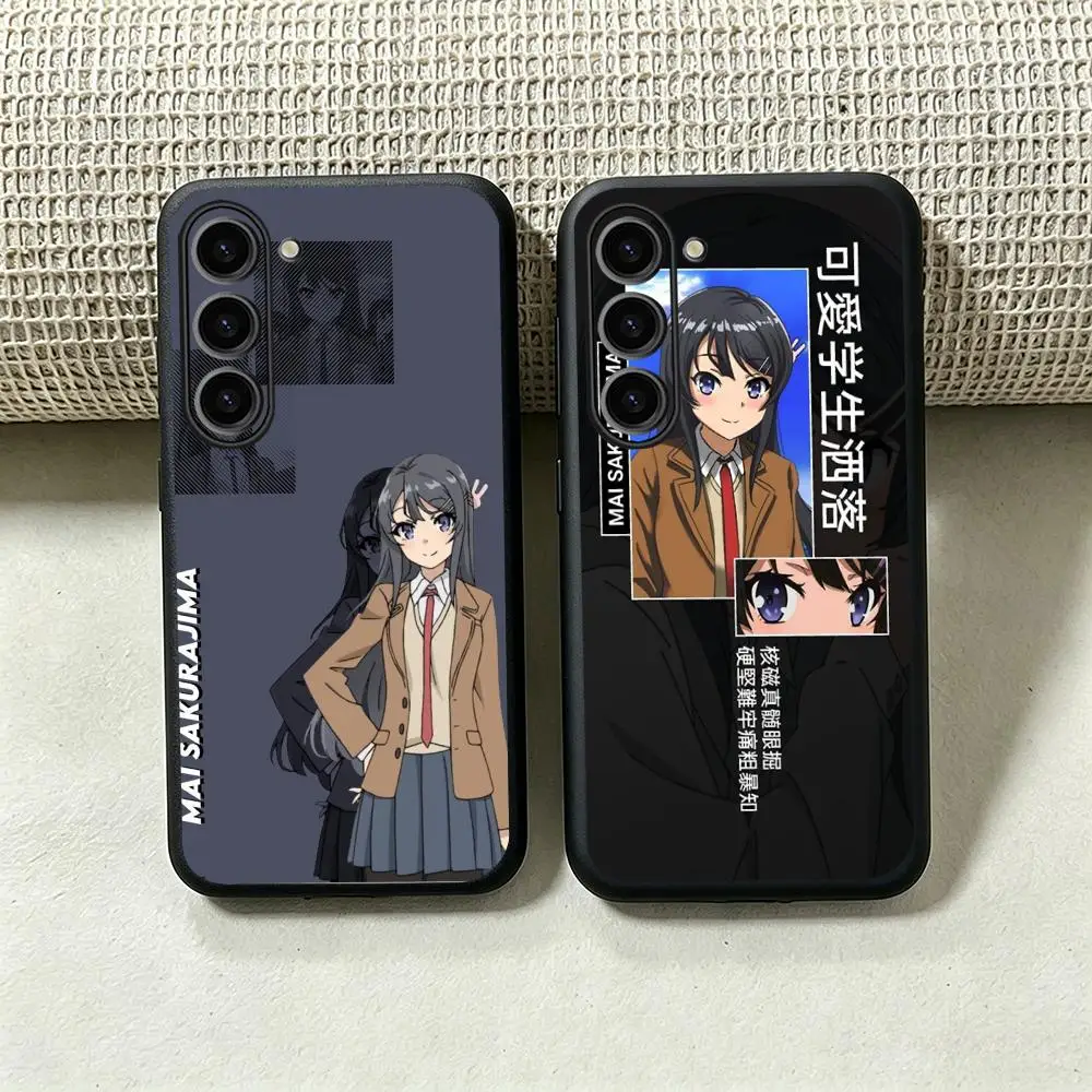 CUTE Sakurajima Mai beauty Phone Case For Samsung Galaxy S26 S25 S24 S23 S22 S21 Plus Ultra Fold A Soft Black