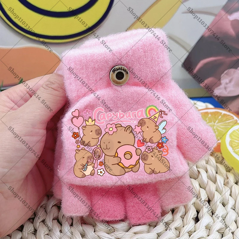 

Capybara Cartoon Cute Gloves for Kids Girl Anime Printed Glove Winter Casual Mittens Children Fashion Warm Mitts Birthday Gifts