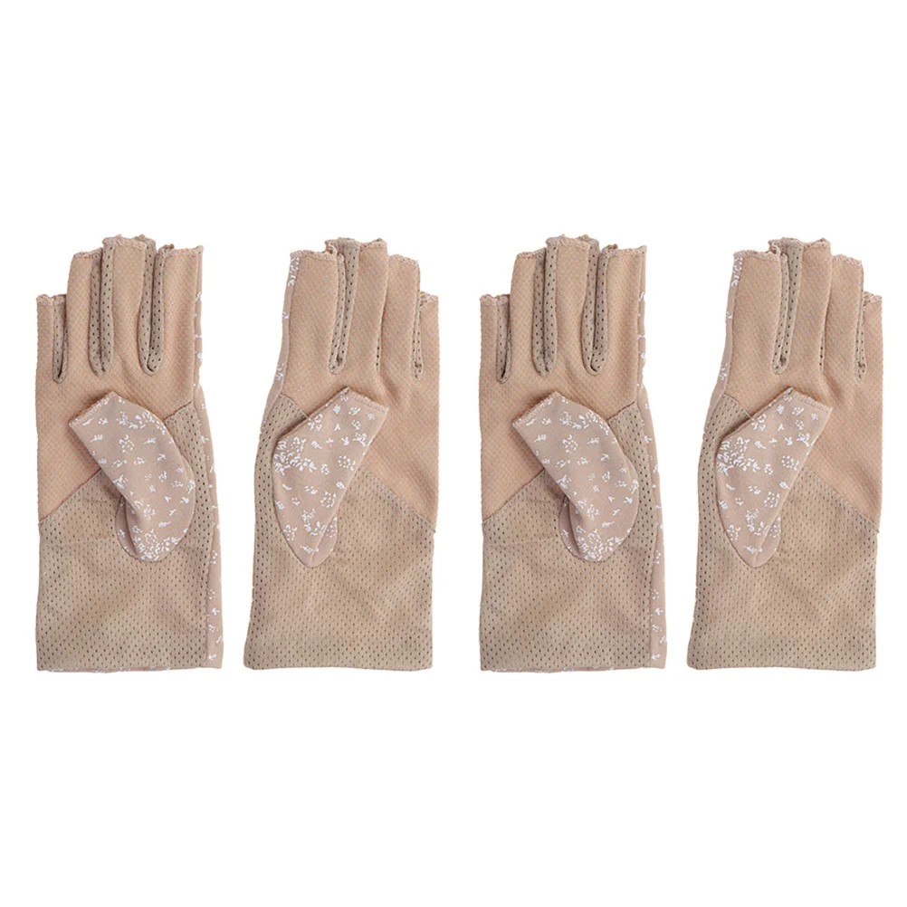 

2Pairs Sun-Proof Half Finger Cycling Gloves Durable Wear-Resistant Gloves Non-Slip Shock Absorbing for Driving Hiking