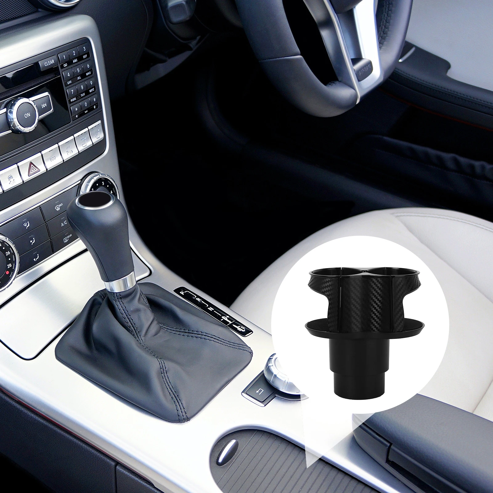 

Car Seat Organizer Dual Cup Holder Drinks Beverage Bottle Stand Black Durable Practical Space Saving Car Drink Holder