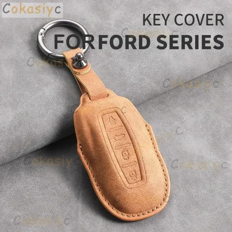 

4 Buttons Leather Car Remote Key Case Cover for Ford Tourneo Custom 2024 Equator Sport Equator for JMC Territory Key Accessories