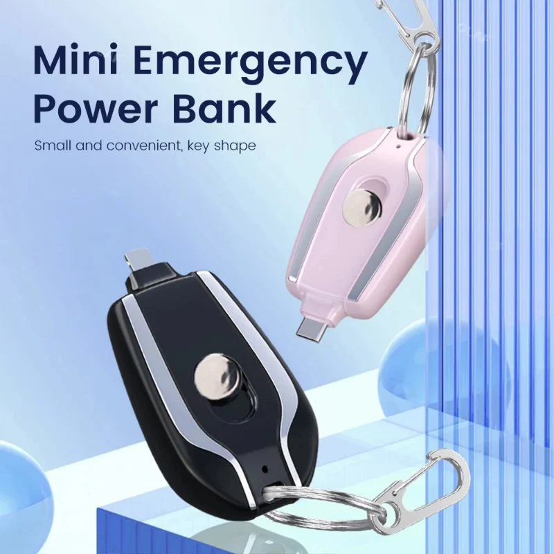 Portable Charger 1200mAh Mini Emergency Power Banks with Type-C Ultra-Compact Battery Pack Keychain Fast Charging for Huawei