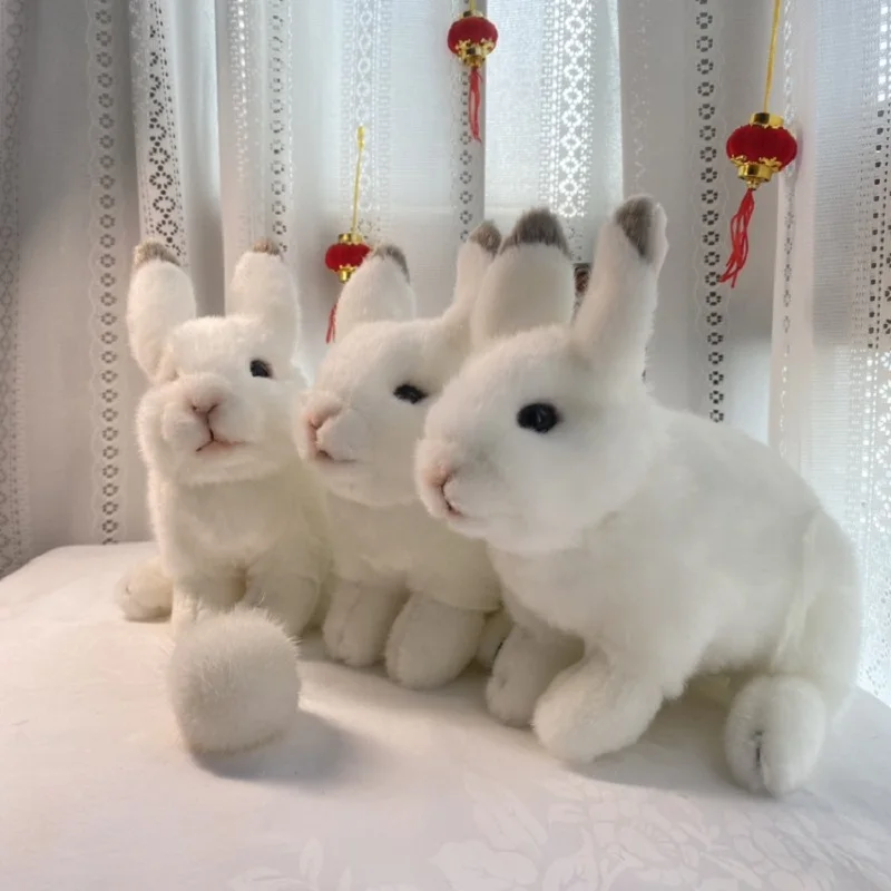 Realistico coniglio bianco Arctic Hare Cute Bunny Emulational Animal Soft farcito bambola peluche ragazza ragazzo compleanno regalo di natale