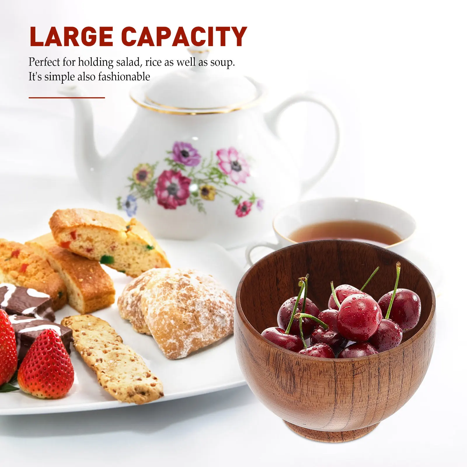 

Childproof Wooden Feeding Bowl Smooth Non-Slip Baby Bowl Portable Dishwasher Safe for Cereal Fruit Puree Soup Storage