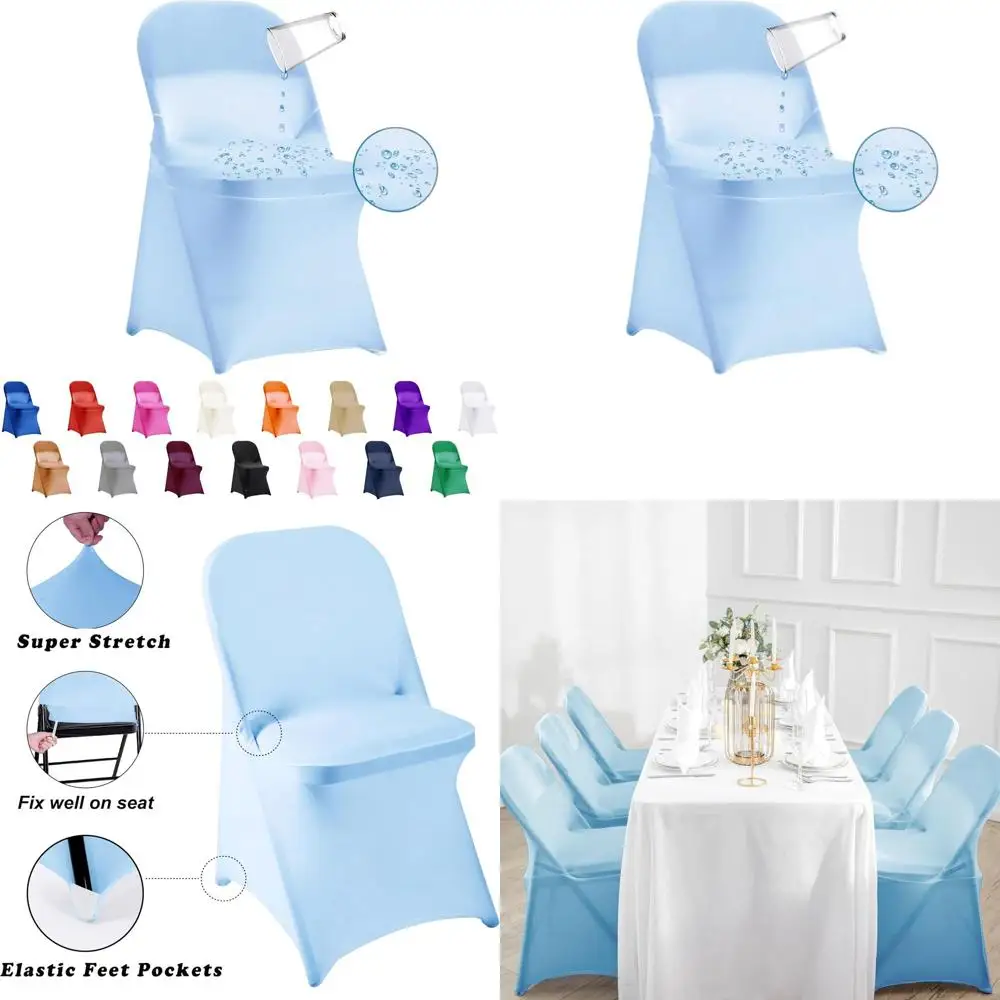 

Waterproof Spandex Chair Covers - 36 Pack for Dining, Weddings, Parties, and Celebrations (Blue Mist)