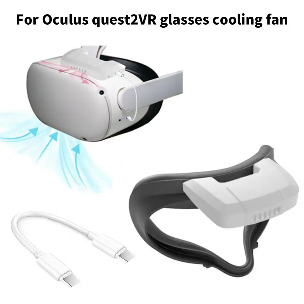 1 Set VR Cooling Fan 3 Speed Adjustable with LED VR Headset Air Circulation Radiator Facial Cover for Oculus Quest2