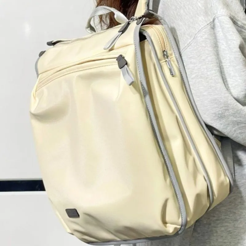 

Japanese Harajuku Beige Backpack Women Waterproof Lightweight Large Laptop Handbag Ladies Simple Multifunctional Student Daypack