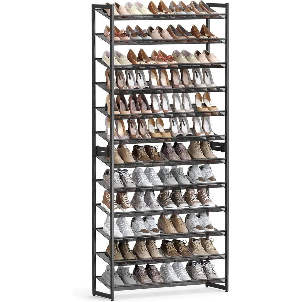 

12-Tier Shoe Organizer, Metal Shoe Storage for Garage, Entryway, Set of 2 6-Tier Stackable Shoe Shelf