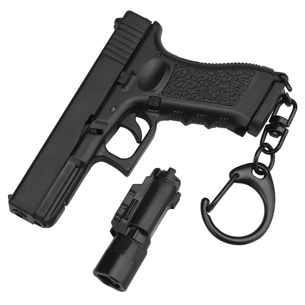 Glock G17-Black Mini Gun Keychain 1:4 Miniature Gun Shape Pistol Keyring Pendant Ornament Gift for Army Fan Model Collection