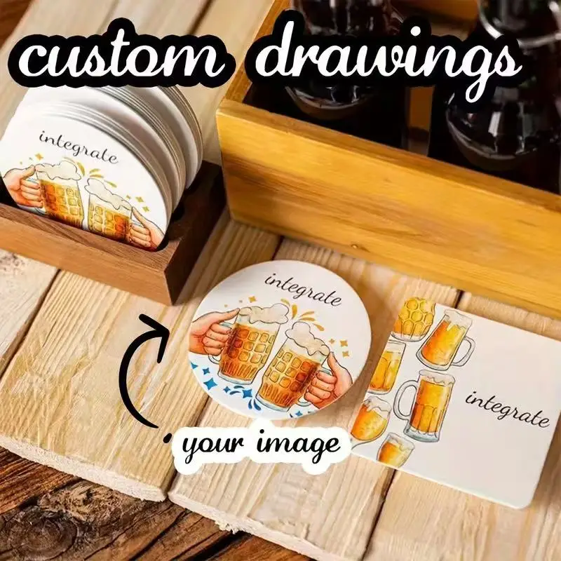 

200 шт. индивидуальные бумажные подставки, загружающие свой собственный дизайн или логотип, персонализированные бумажные подставки, напечатанные с фотографией, рождественский подарок