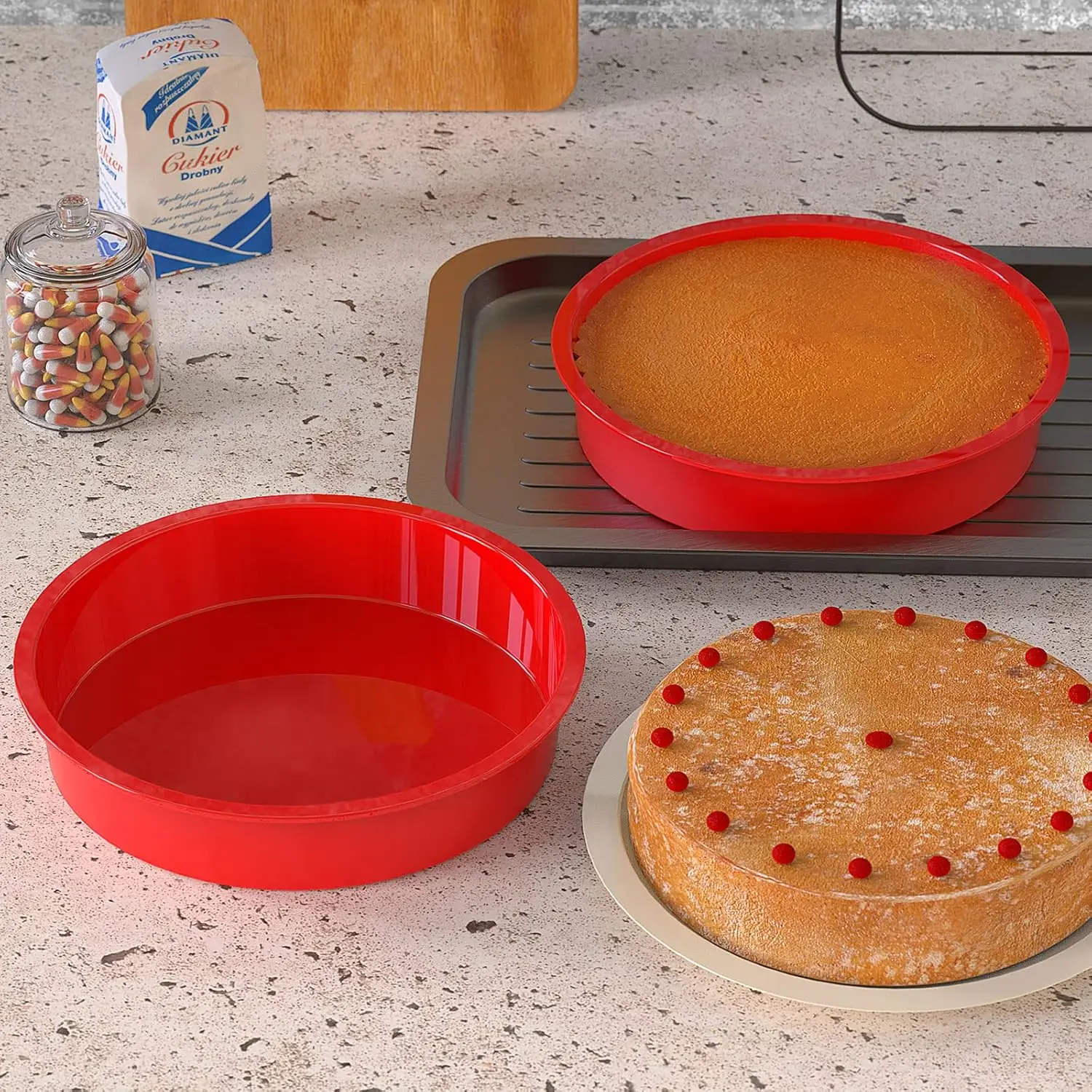 Molde de bolo de silicone para cozimento, panela antiaderente para bolo de camada, cheesecake e bolo de chocolate, 4 \