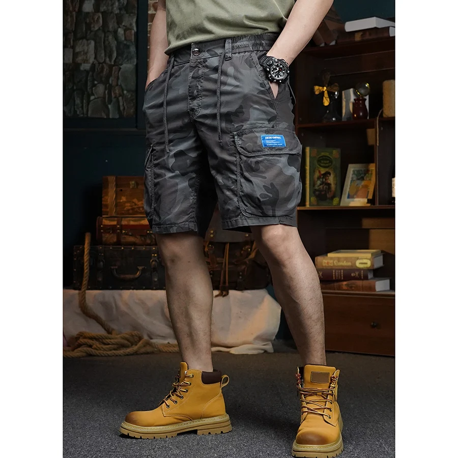 Summer Cargo Shorts Men's Loose Five-Pocket Multi-Pocket Outdoor Motorcycle Camouflage Pants Men's Shorts