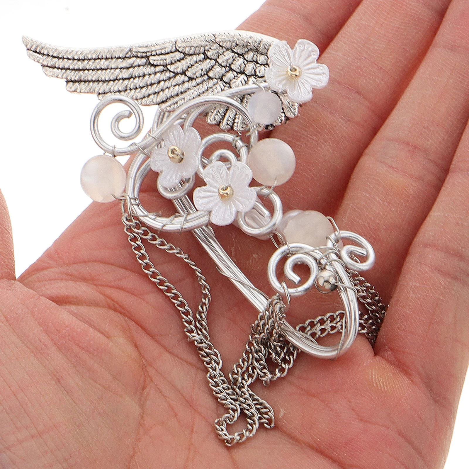 

1Pair Ear Cuff Earrings Elegant Long Tassel Elf Ear Clips Non Piercing Flower Clip Dangle Earrings for Cosplay Weddings