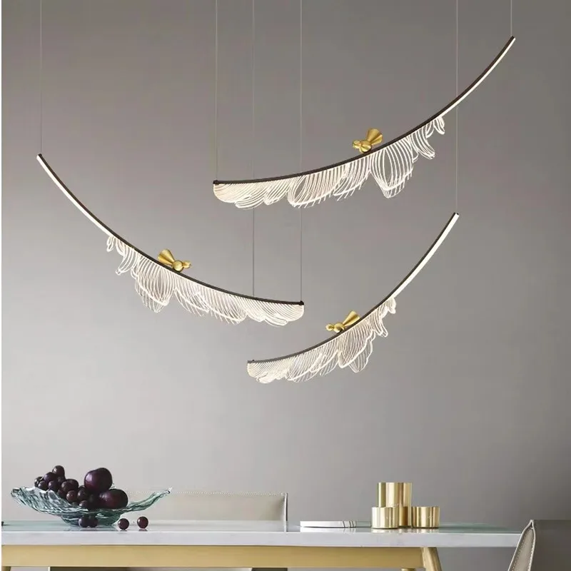 Scandinavian chandelier Design LED feather lamp Living Dining Room Indoor Home Decor Acrylic Bedroom living room decortion