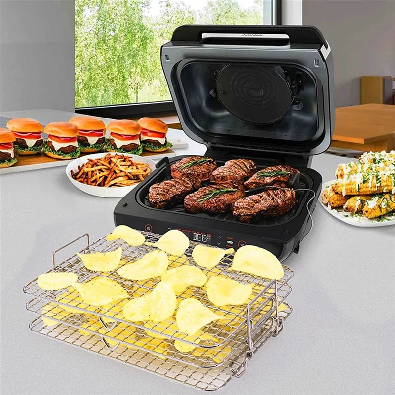 T27C Air Fryer Rack for Ninja Foodi Grill XL Air Fryer, Multi-Layer Dehydrator Rack Toast Rack Air Fryer Accessories