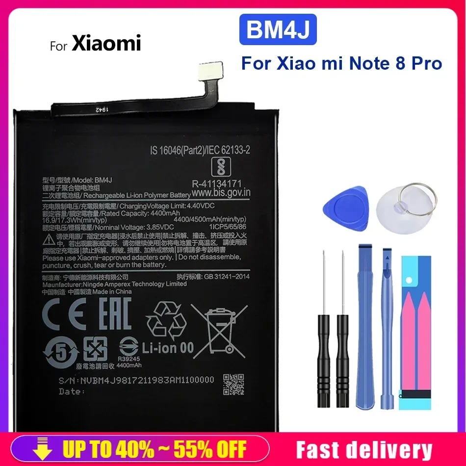 Mobile Phone Batteries For Xiaomi Red Mi BM4J 4500mAh For Xiao Mi Redmi Note 8 Pro / Note8 Pro  Portable Battery