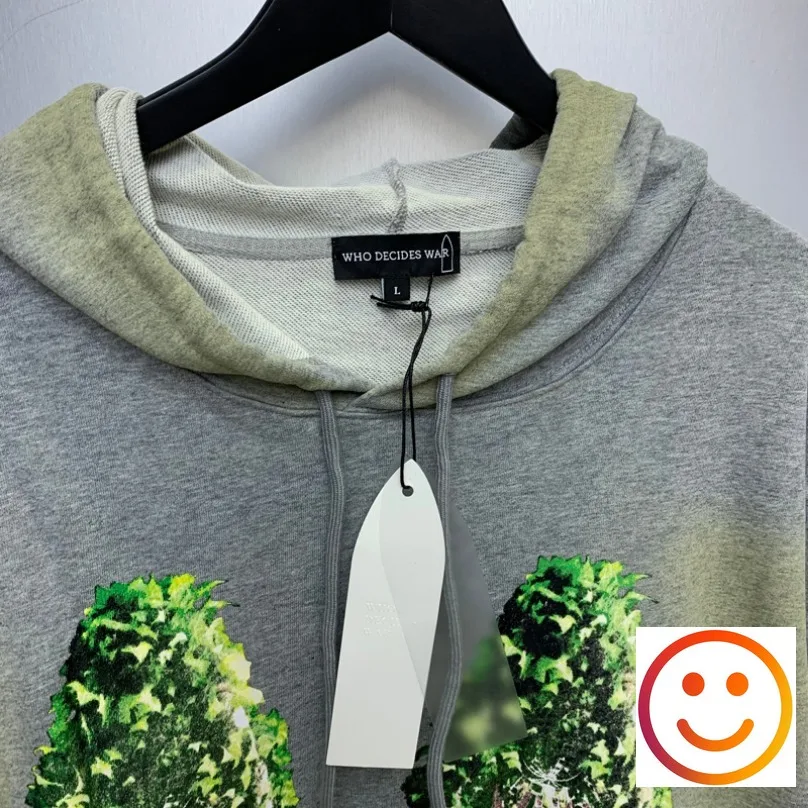 Gray WHO DECIDES WAR Garden Glass Print Hooded Hoodie Men Women High Quality Winter WDW Casual Streetwear Pullovers Sweatshirt
