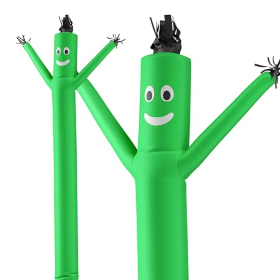 

Business promotion: inflatable tube man, green polyester fabric, 20 feet tall, wacky waving motion with air dancer attachment,