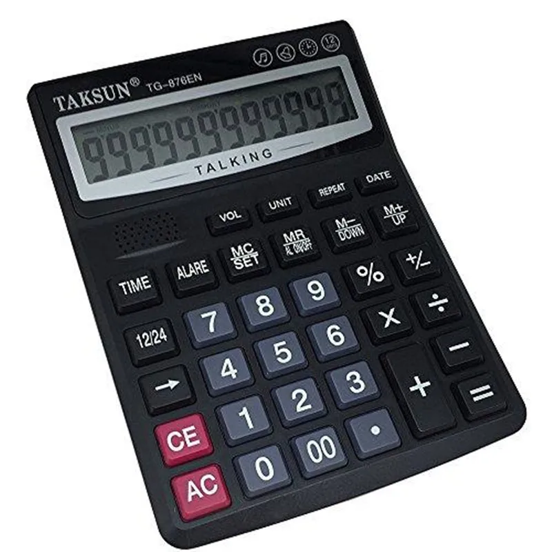 12 Digit English Talking Calculator With Alarm , Time Show, Check Money